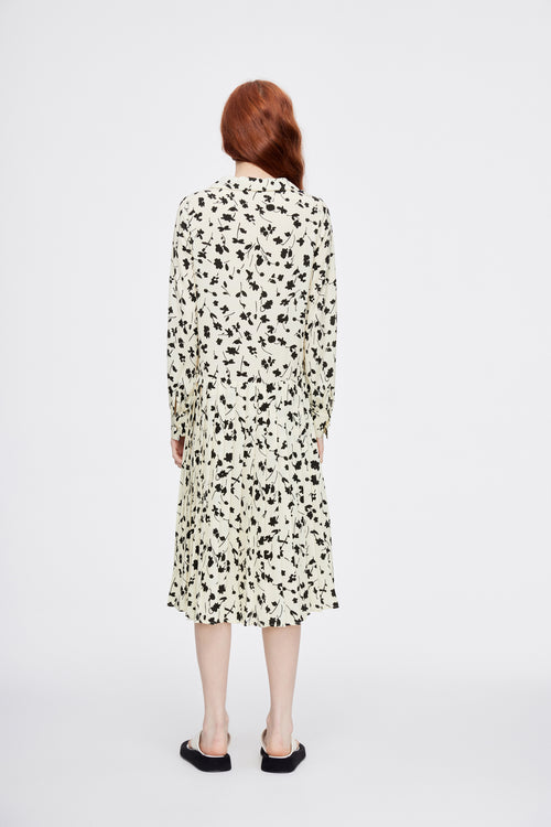 Ink Floral Bow-tie Flared Dress - Urlazh New York