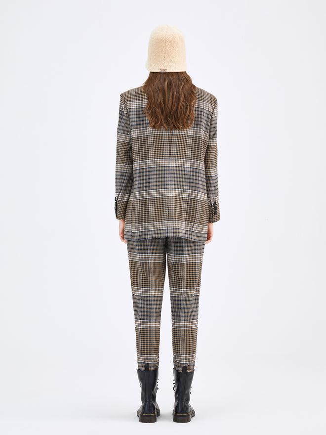 Brown Vintage Plaid Blazer - Urlazh New York