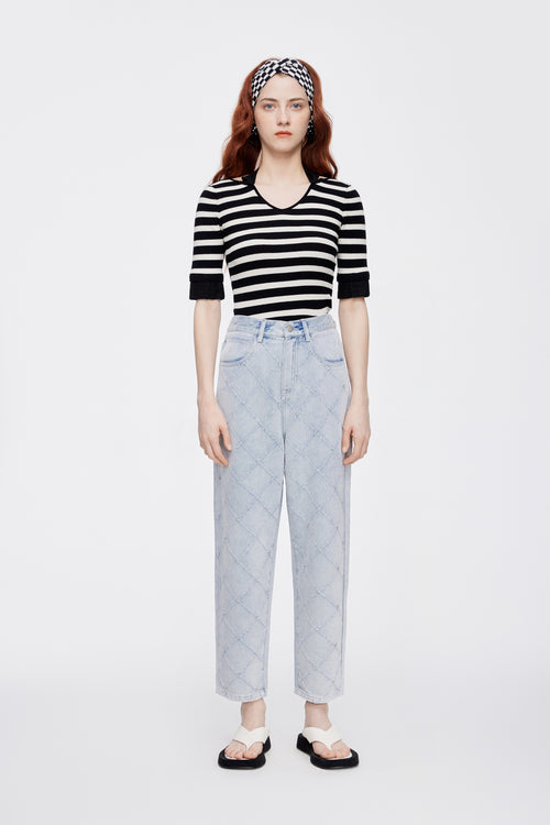 Boat-neck Stiped Knitwear - Urlazh New York