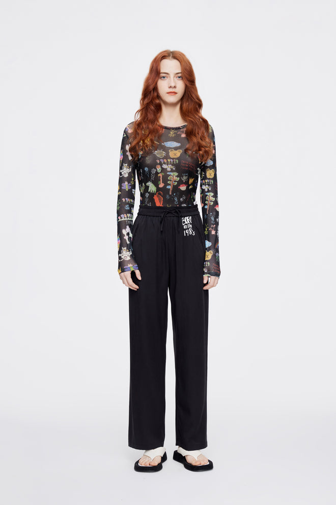 Black 80's Silk Pants - Urlazh New York