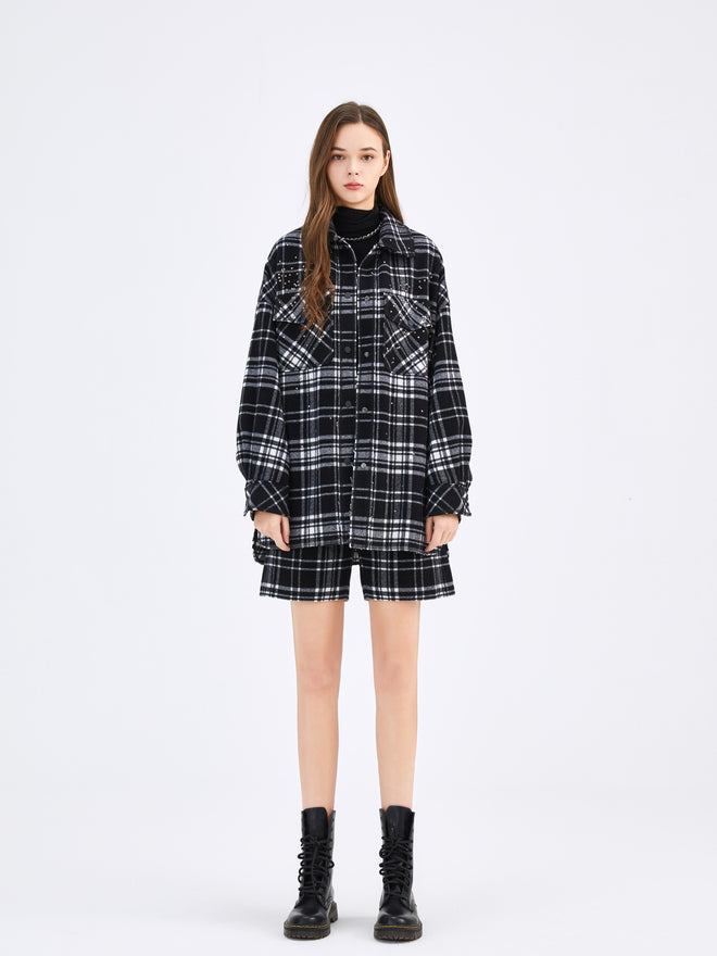 Black & White Plaid Shorts - Urlazh New York