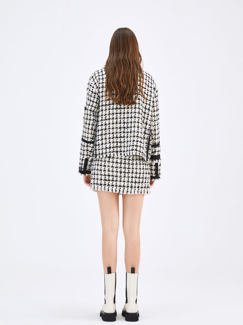 Houndstooth Plaid Skirt - Urlazh New York