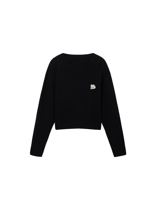 Tricot de cachemire court classique en tricot torsadé