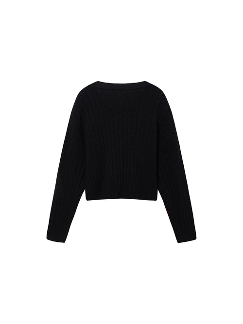 Tricot de cachemire court classique en tricot torsadé