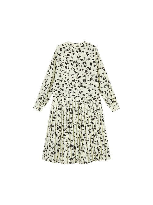 Ink Floral Bow-tie Flared Dress - Urlazh New York