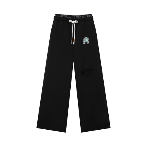 'R' Cut-out Black Sweatpants - Urlazh New York