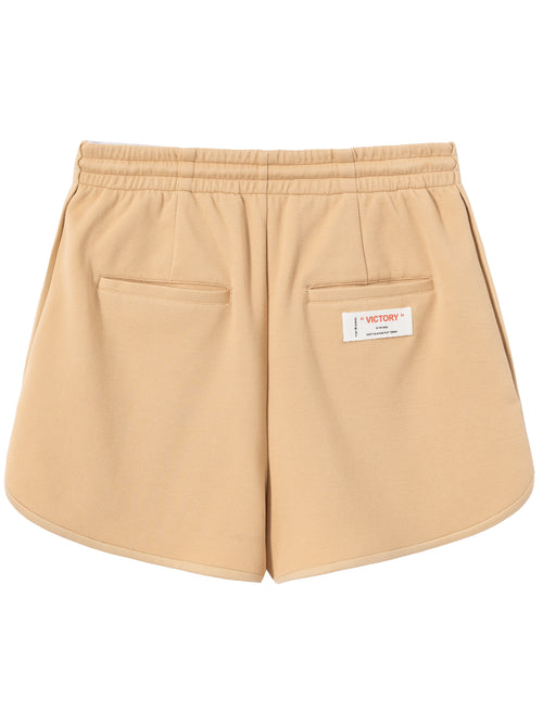Beige Striped Graphic Print Shorts - Urlazh New York