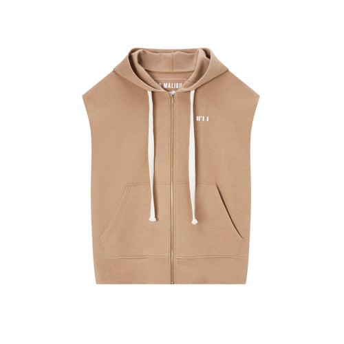 Gilet à capuche oversize camel