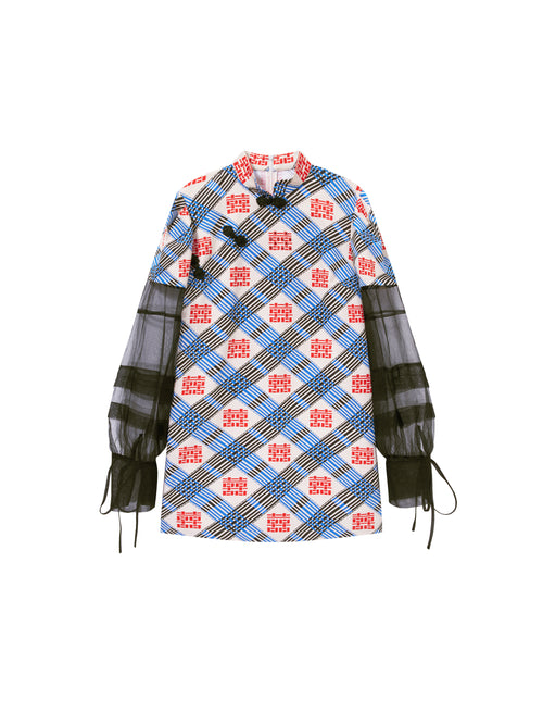 Mesh-Sleeve 2-in-1 Qipao Dress - Urlazh New York