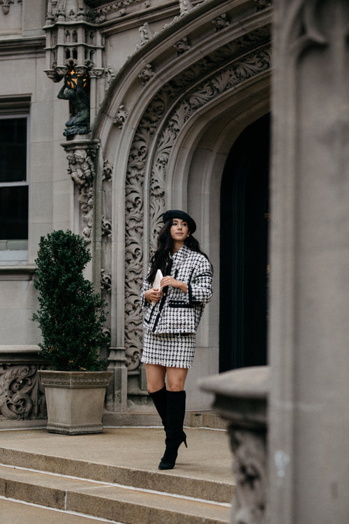 Houndstooth Plaid Skirt - Urlazh New York
