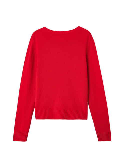 'Tiger Queen' Red Cashmere Crew - Urlazh New York