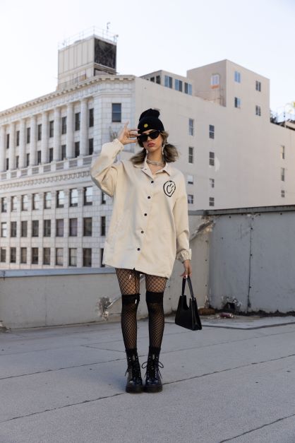 Rhinestone' Smiley' Shacket - Urlazh New York