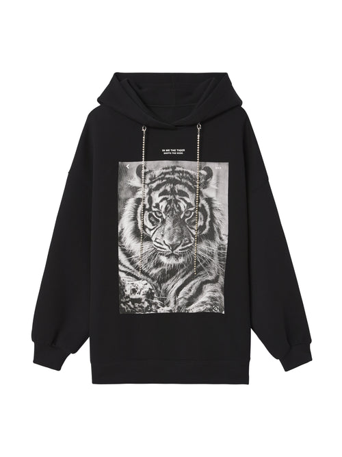 B&W Tiger Portrait Hoodie - Urlazh New York