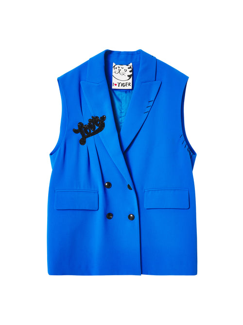'Azure Love' Double-Breasted Vest - Urlazh New York