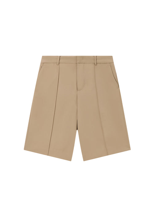 Camel Pleated Suit Shorts - Urlazh New York