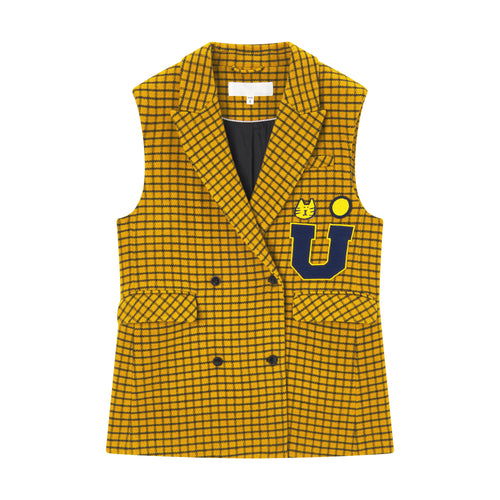 gilet en laine collégiale U-Cat vintage