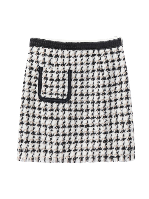 Houndstooth Plaid Skirt - Urlazh New York