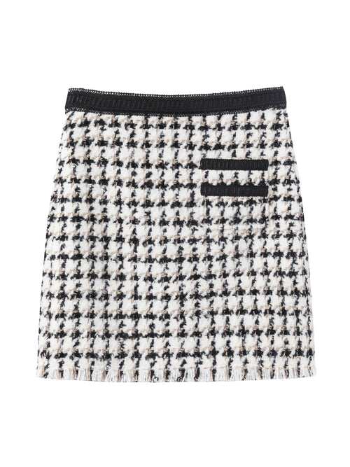 Houndstooth Plaid Skirt - Urlazh New York