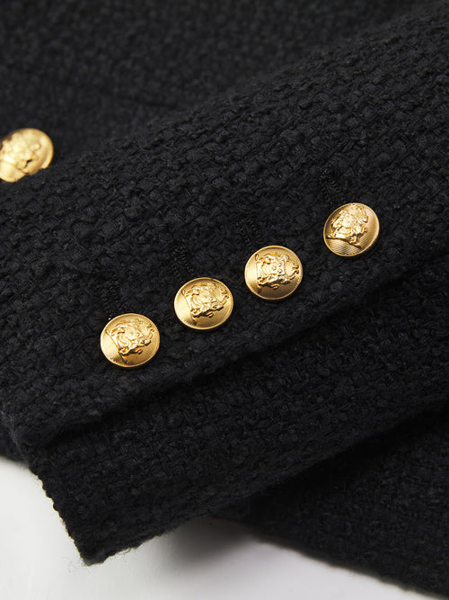 Cropped Collarless Tweed Jacket - Urlazh New York