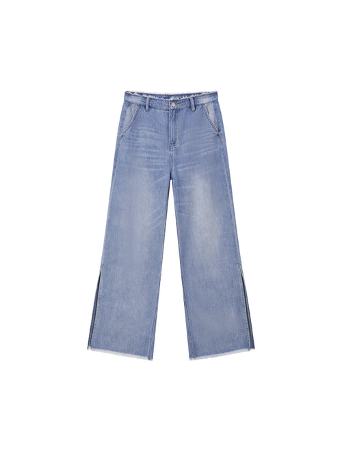 Split Frayed Comfy Jeans - Urlazh New York