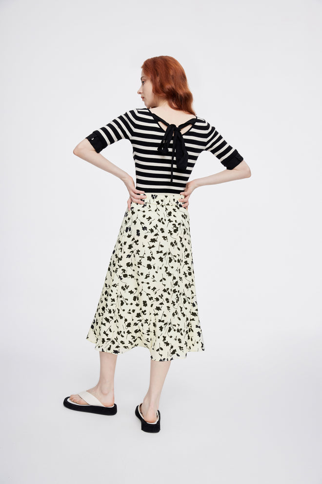 Ink Florals Midi Skirt - Urlazh New York