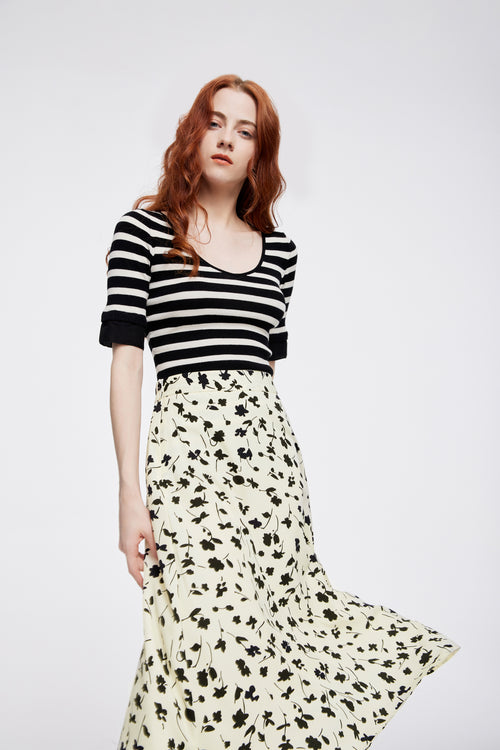 Ink Florals Midi Skirt - Urlazh New York