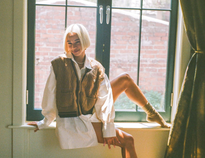 2-in-1 Teddy Sweater-Vest Blouse - Urlazh New York