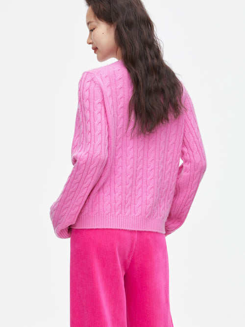 ローズピンクのカシミアセーター