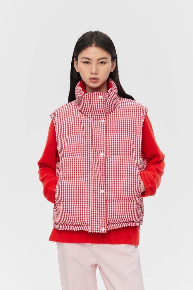 Reversible Raspberry Red Down Vest