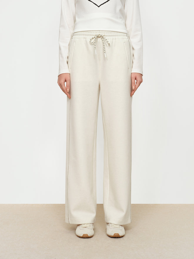 Decorative Thread Glutinous Rice Pants - White