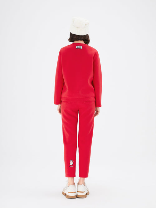 Red Graphic Print Cropped Trousers - Urlazh New York