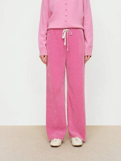 Rose Pink Chiffon Knit Pants