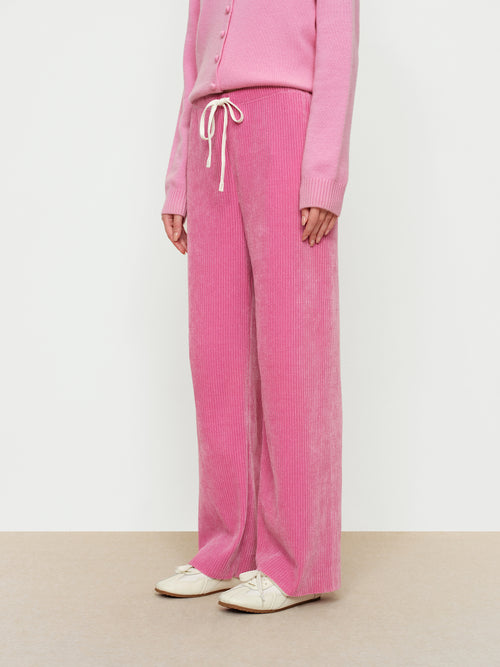 Rose Pink Chiffon Knit Pants