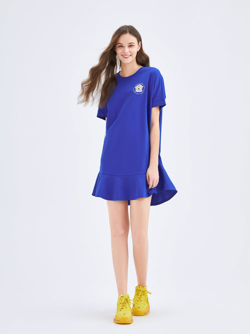 Cobalt Flared T-Shirt Dress - Urlazh New York