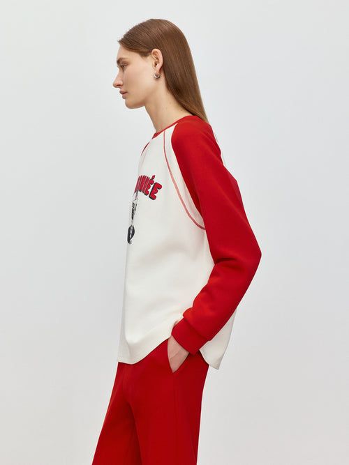 Red And White With Long Sleeved T-Shirt