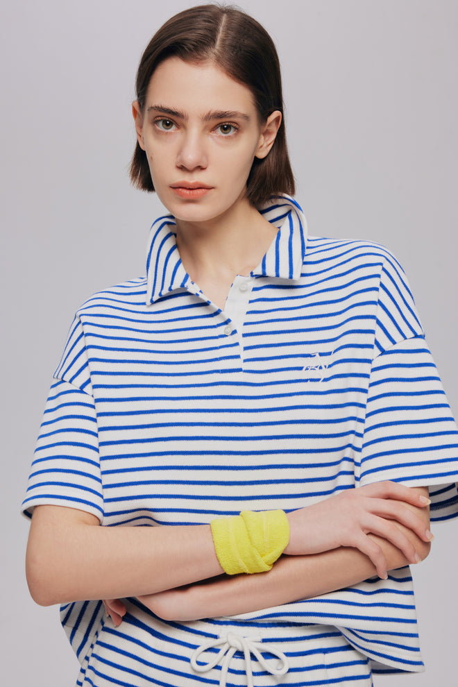 T-shirt polo à rayures colorées 