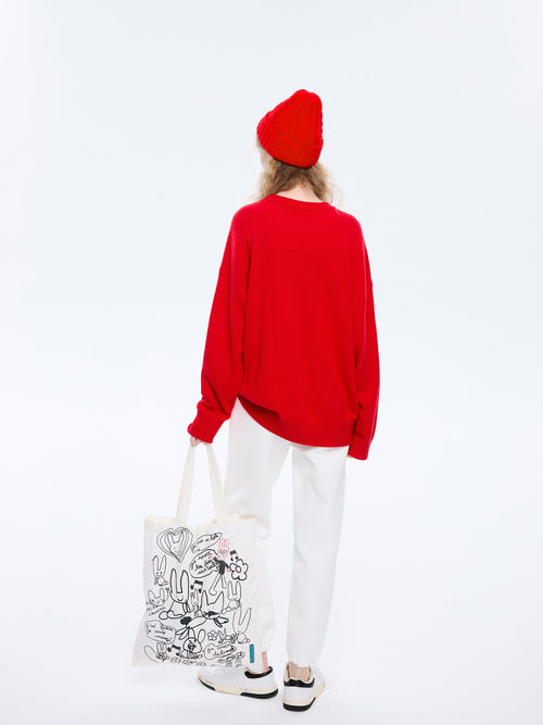 Cute and Mysterious Oversized Cashmere Crewneck-Sample