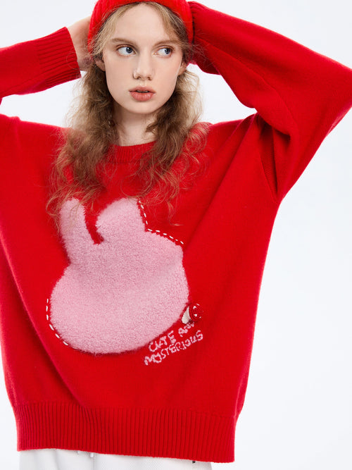 Cute and Mysterious Oversized Cashmere Crewneck-Sample