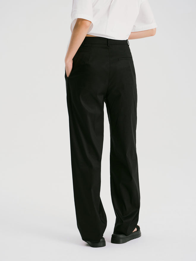 Pantalon large décontracté simple-noir