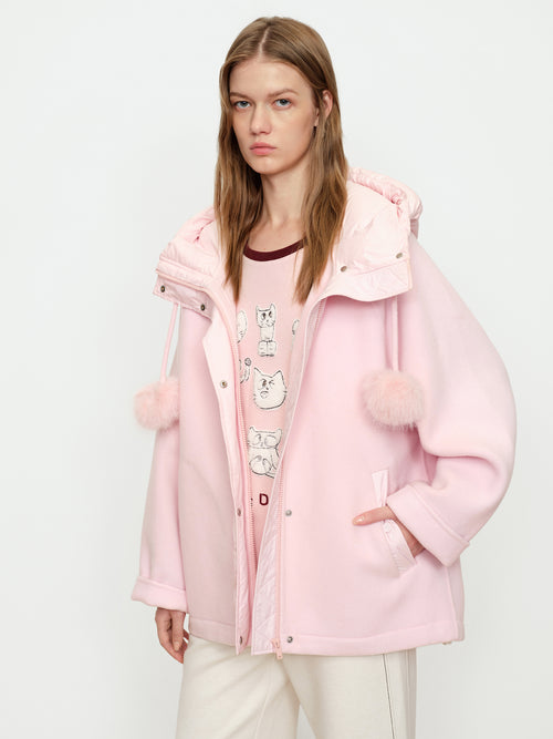 Soft Fog Powder Hooded Coat