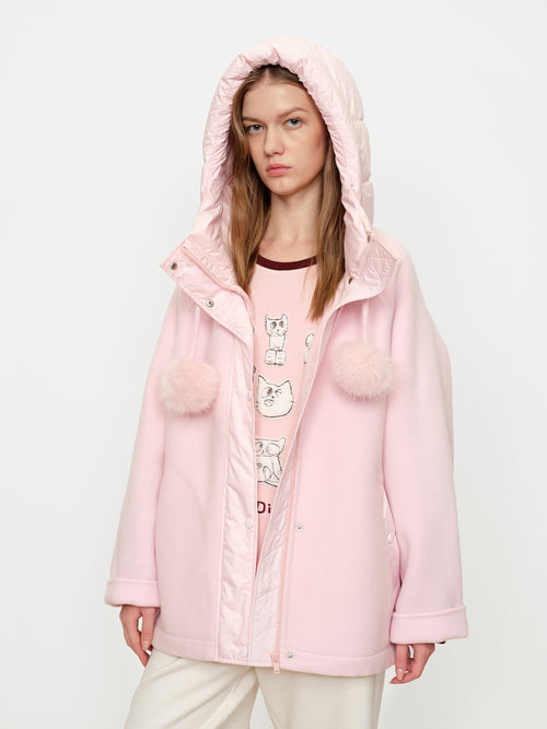Soft Fog Powder Hooded Coat