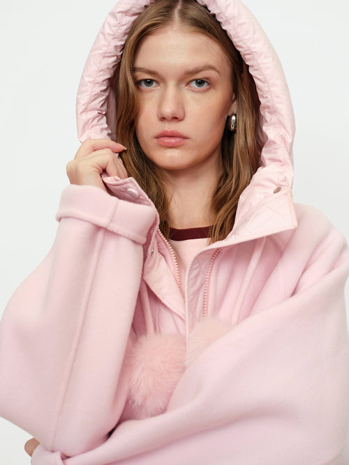 Soft Fog Powder Hooded Coat