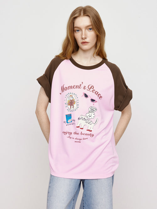 Fun Color Blocked Wide Board Tee - Pink