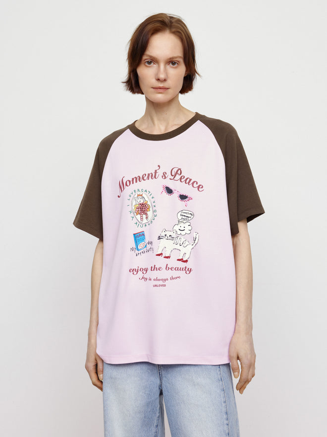 Fun Color Blocked Wide Board Tee - Pink