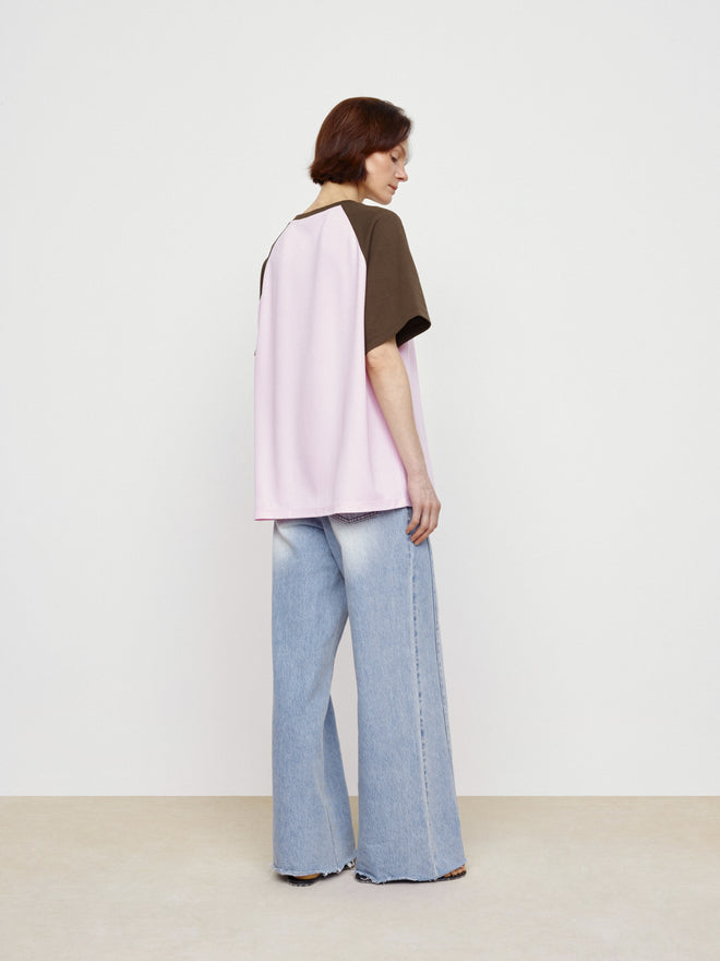 Fun Color Blocked Wide Board Tee - Pink