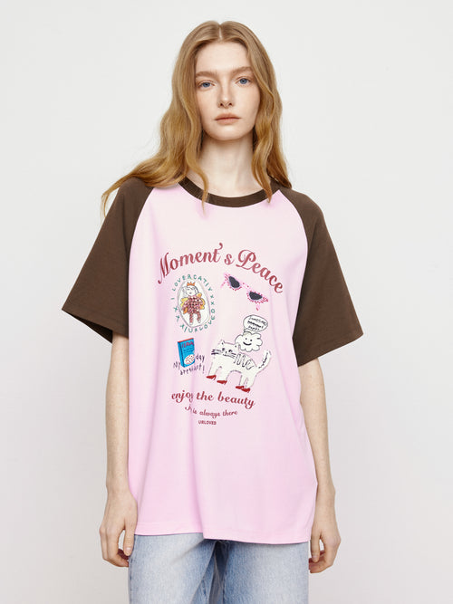 Fun Color Blocked Wide Board Tee - Pink