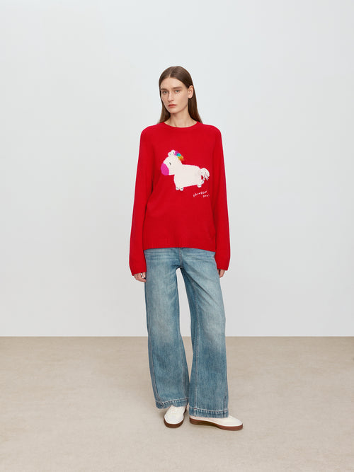 Sunshine Rainbow Little White Horse Sweater