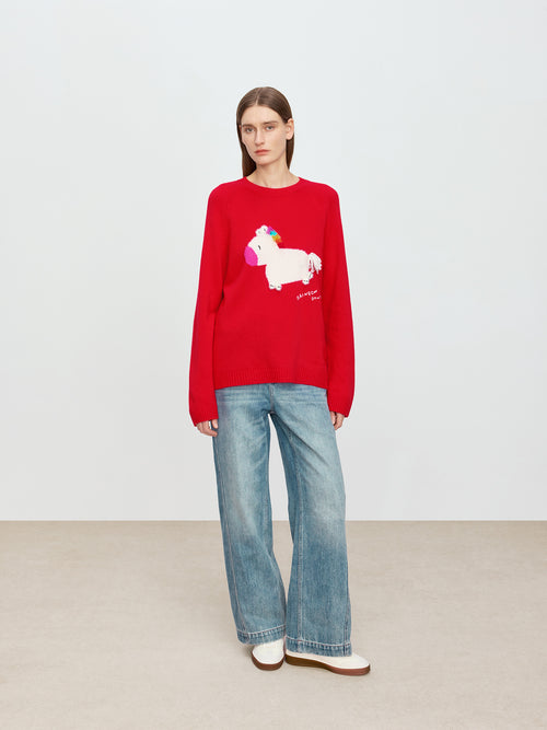 Sunshine Rainbow Little White Horse Cashmere Sweater