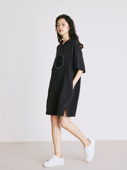 Carbon Grey Hooded Dress-Sample