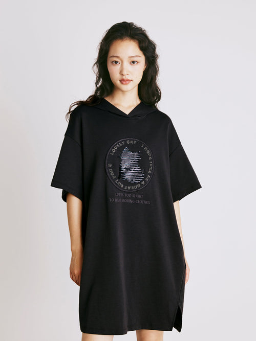 Carbon Grey Hooded Dress-Sample